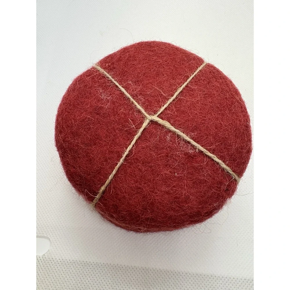 Handmade Red‎ Felt Coasters Set Of 4 Merry Design Wool Felt Round Christmas